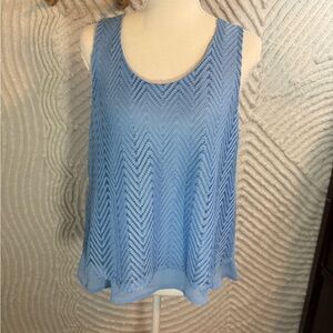 Candie's Sky Blue Crochet Overlay Tank with Chiffon Hem